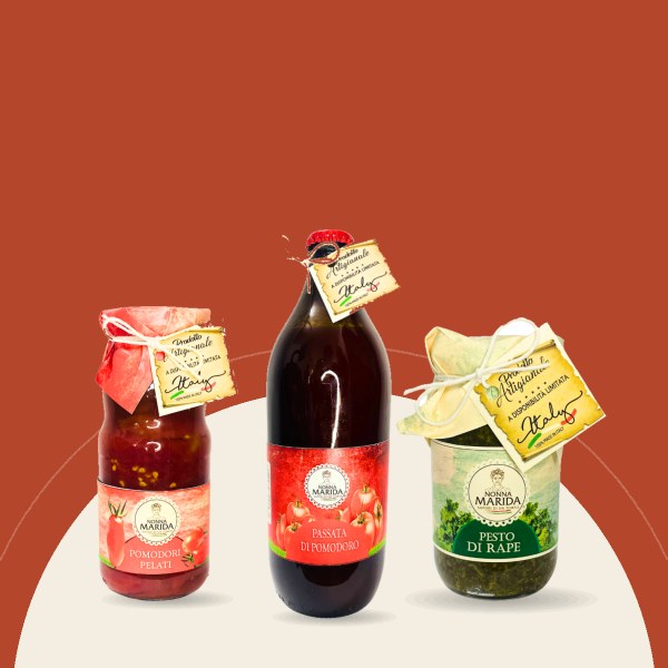 Sosy i przetwory: pomodori pelati, pesto di rape i passata di pomodoro – włoskie produkty w eatiamo